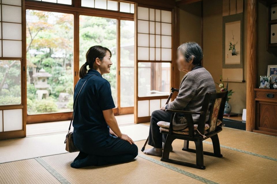 自宅を訪問するヘルパー