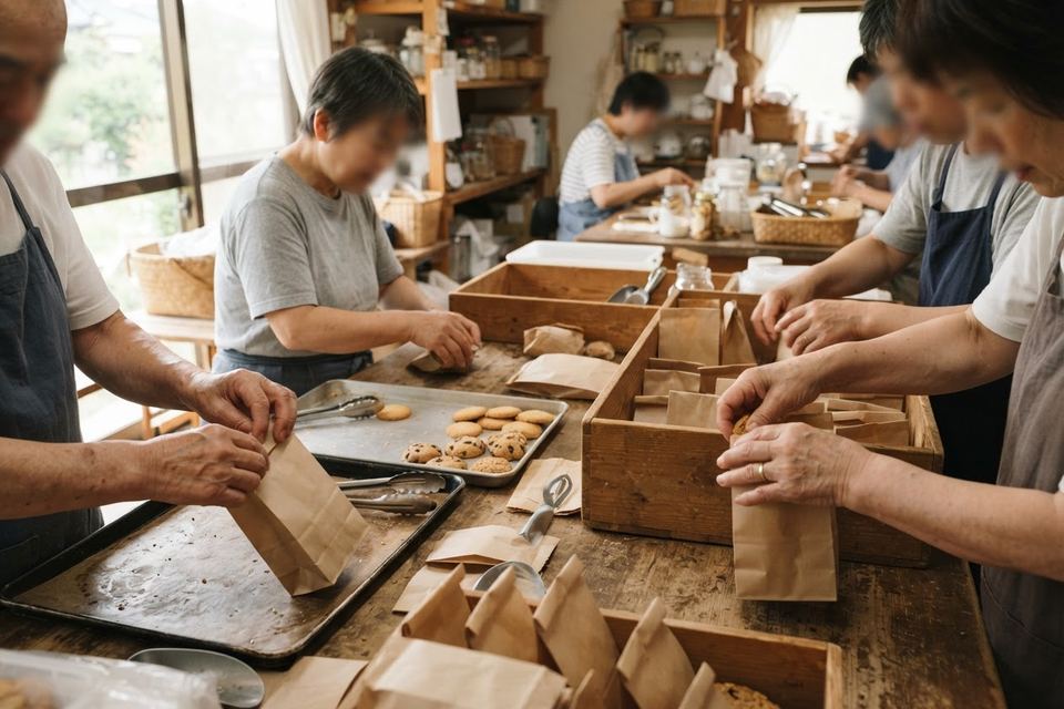 作業所で作業をする様子